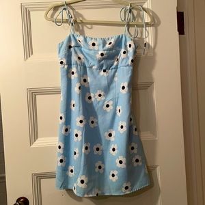 Blue mini dress with white flowers💙🦋